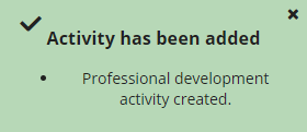 Pop-up Notification that reads: "Activity has been added"