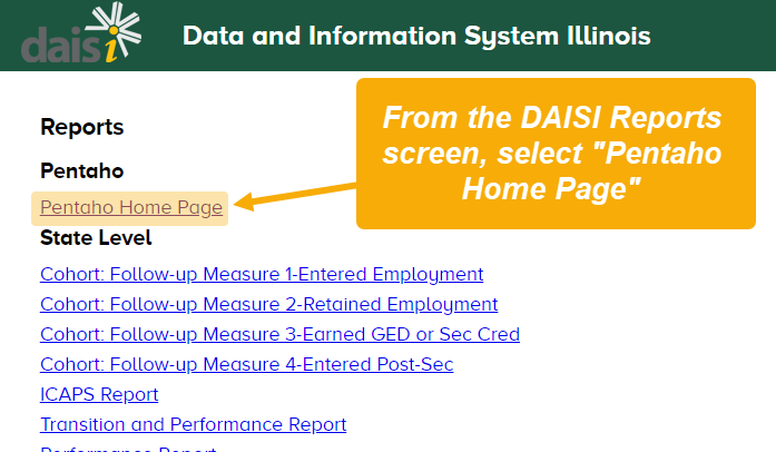DAISI Reports Page