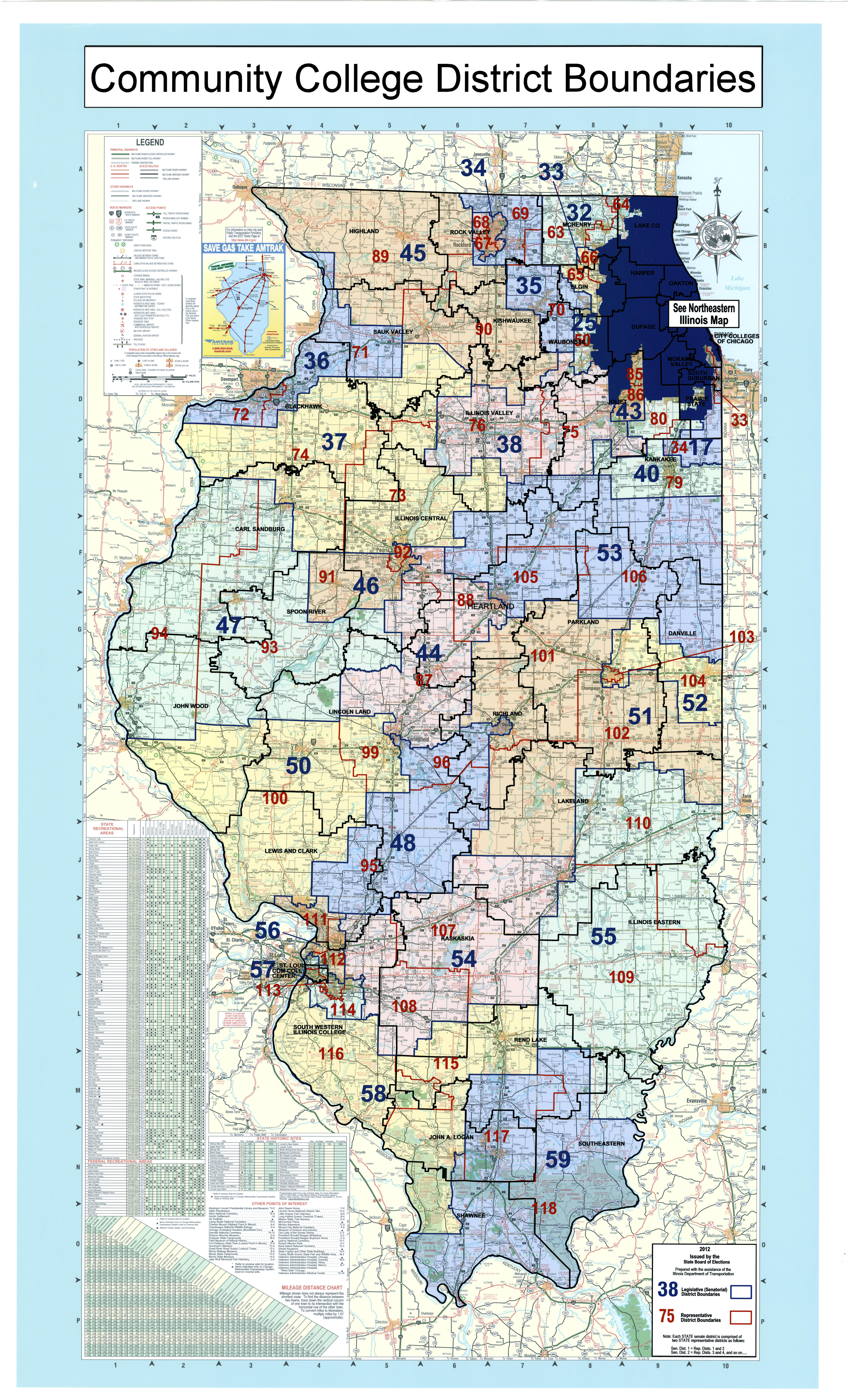 Illinois Community Colleges with Legislative District Boundaries (Statewide)